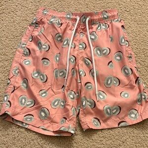 Pink Kiwi Print Swim Shorts